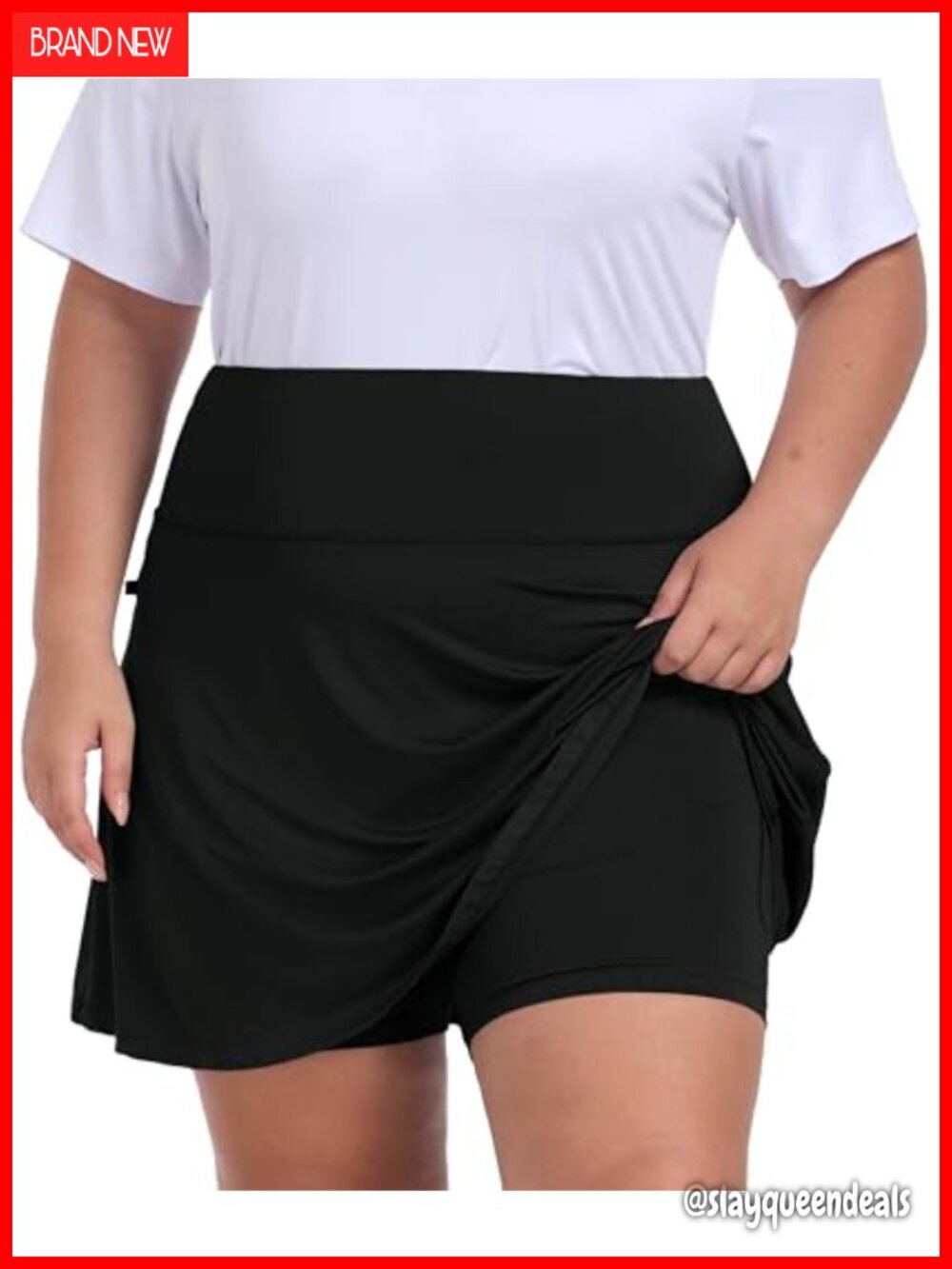 Plus Size Skorts with Pockets Tennis Golf Skirt Knee Length High Waisted